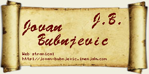 Jovan Bubnjević vizit kartica